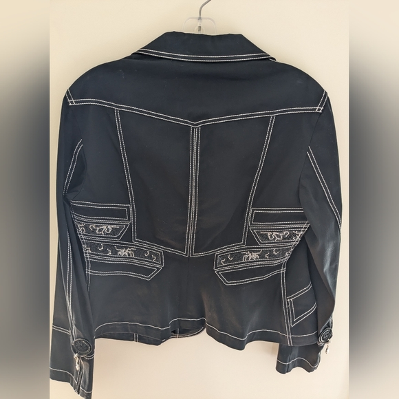 Cappopera Jeans Stitched Black Jacket Metallic Patter Size S - Picture 4 of 9